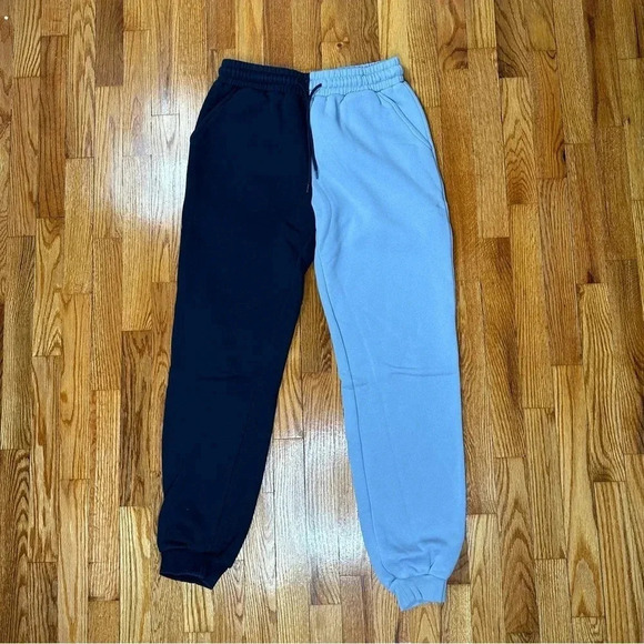 The Mayfair Group Say Less Mean More Split Color Sweatpants - Picture 1 of 5